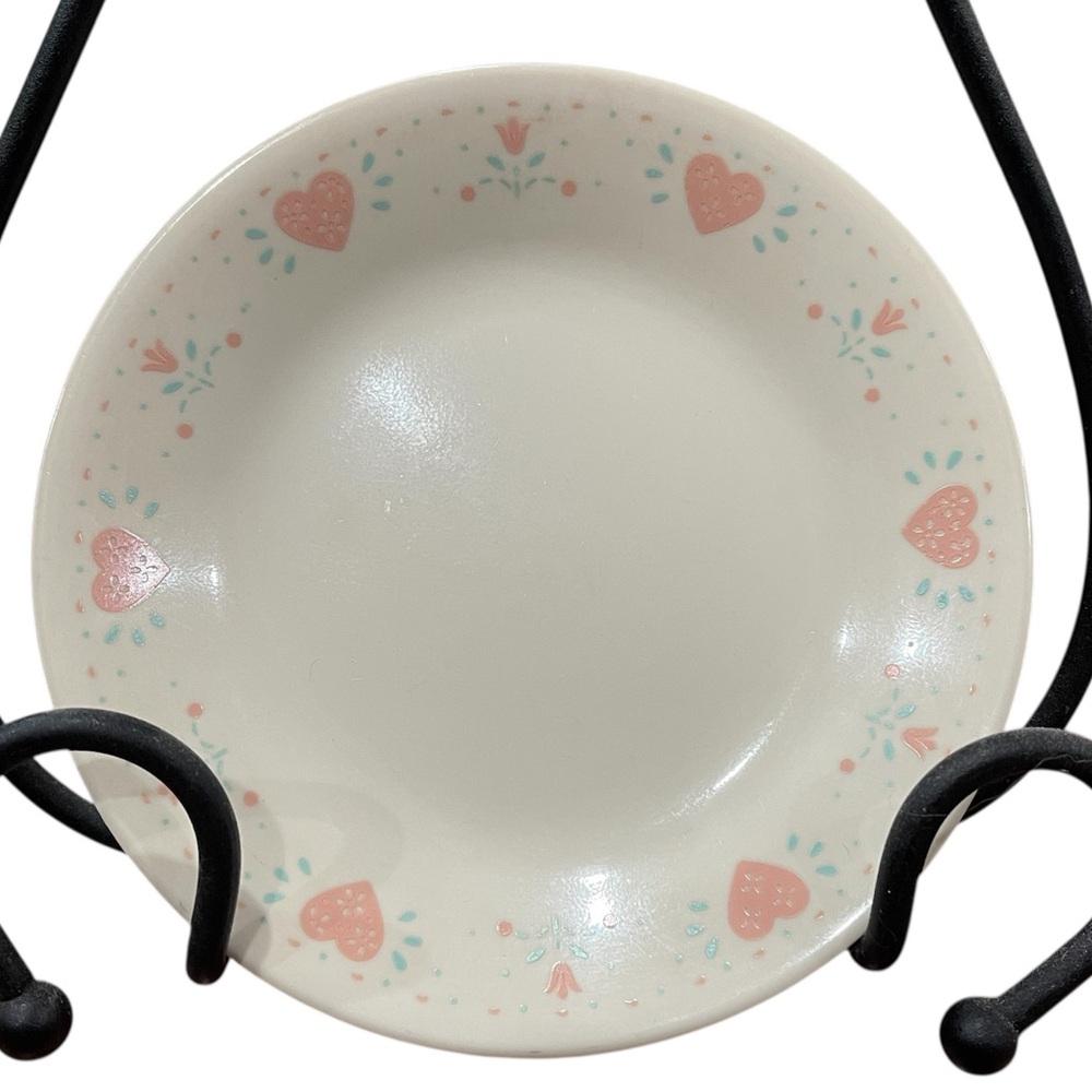 Vintage Forever Yours Corelle by Corning Dessert Plates Set of Four 6.75" Hearts